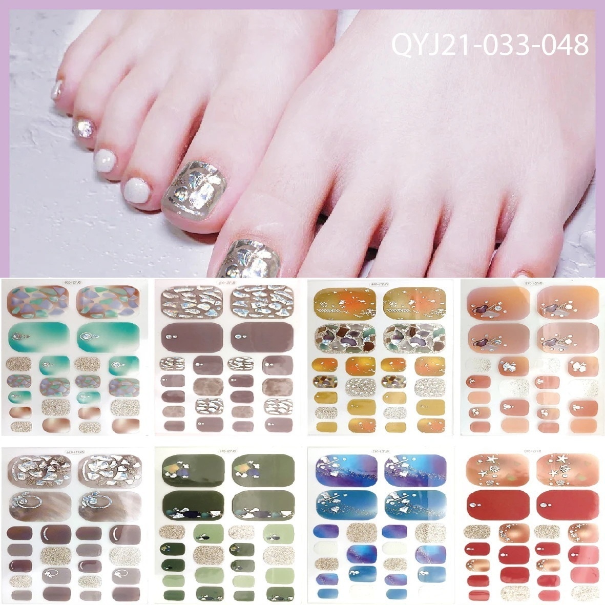 【10点セット】48種類のスタイル 3D立体足 ネイルシールを貼る金足指ネイル 3Dネイルシール ネイルシール 足 フットネイルシール 足用ネイルシール ネイルシール フットネイルシール ジェルネイル