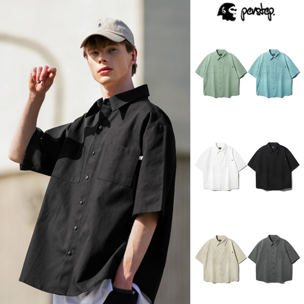 PERSTEP] PIGMENT LOOSE FIT HALF SHIRT シャツ・ブラウス