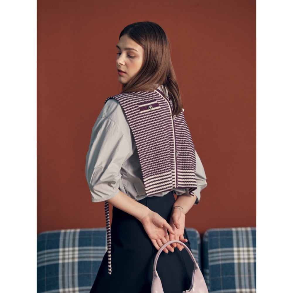 LORDLOARストライプショールマフラーVIOLET-IVORY