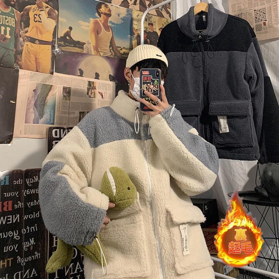 ジャケット メンズ 裏起毛 ブルゾン 裏ボア 立て襟 厚手 アウター 秋冬物 防寒 防風 あったか ファッション お洒落 大きいサイズ