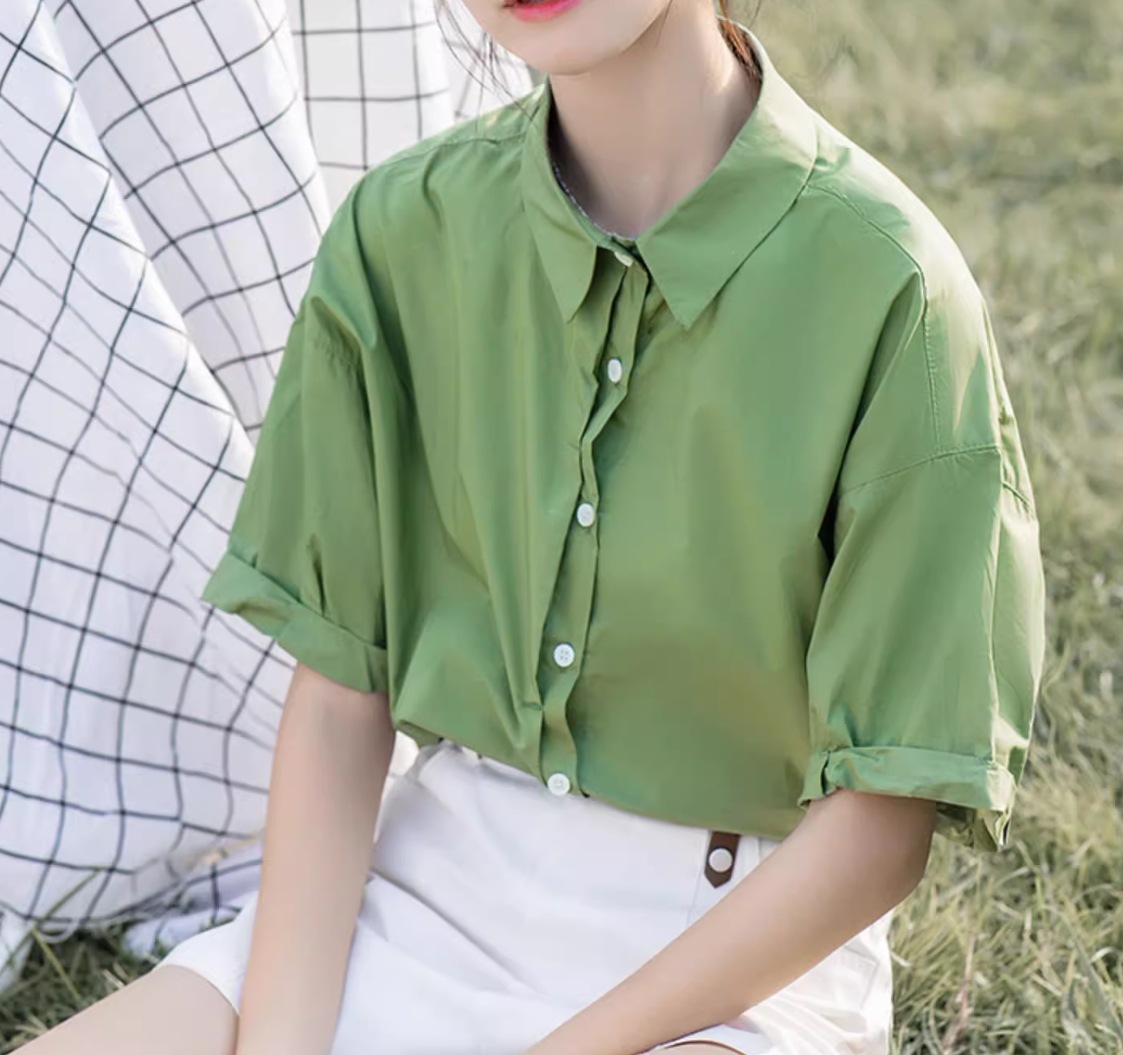 トップス シャツ レディース ブラウス 半袖 襟付き ワイド フェミニン ストリート 前開き かわいい 大人可愛い きれいめ シンプル カジュアル おしゃれ かっこいい こなれ感 ラフ メンズライク 5,042円