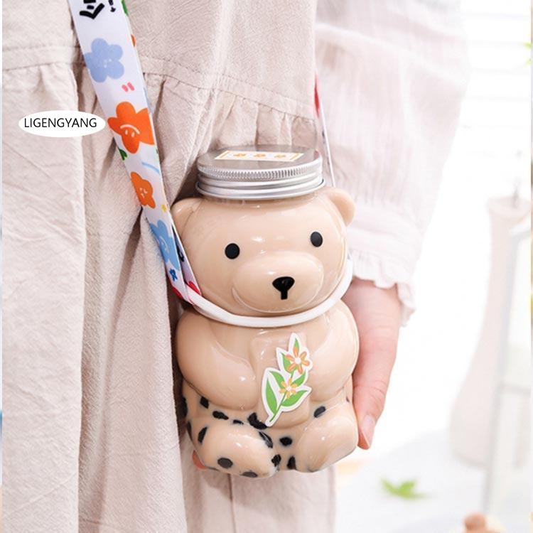 【2025新品入荷】50個セット ドリンクボトル 350ml アニマル フタ付き テイクアウト タピオカ ボトル くま 熊 クマ ボトル ドリンク カップ プラカップ ク