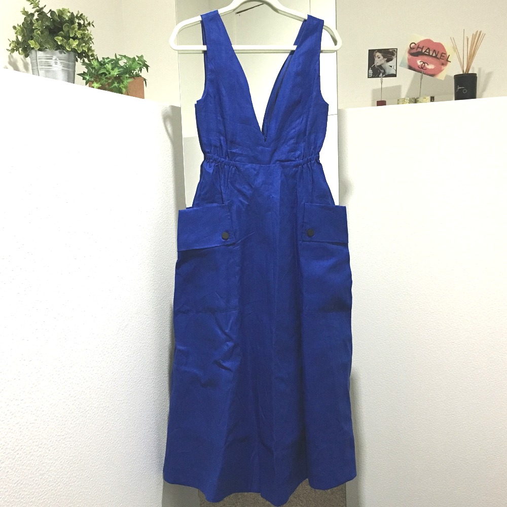 LE CIEL BLEU ルシェルブルー ワンピース 20S65628 ジャンバースカート ロータスリネンドレス 麻 ブルー
