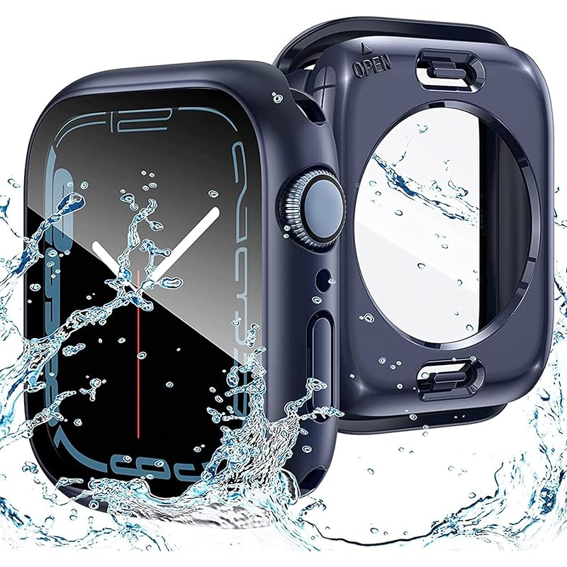 【2023強化版】AMAPC for Apple Watch ケース 360度全面防水 バンド 水泳スポーツ専用 ガラスフィルム 一体型 apple watch 用 カバー 360フルボディ防水 ア