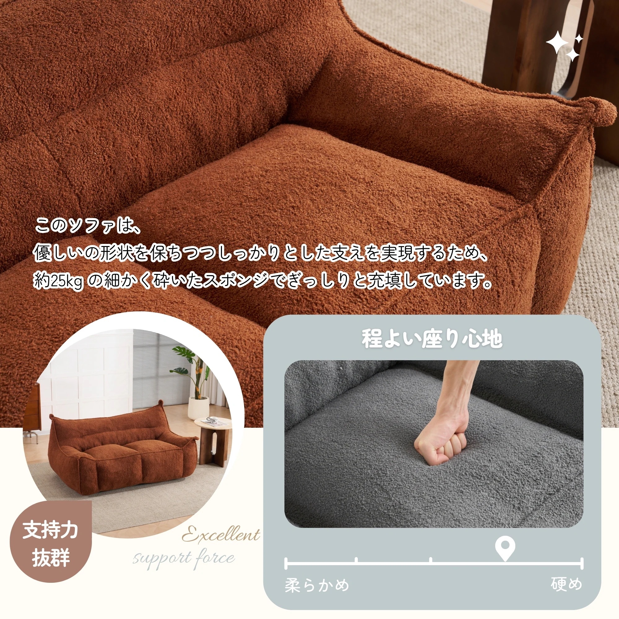 国内入荷済】【2人掛けソファ】圧縮ソファ クッションソファー 