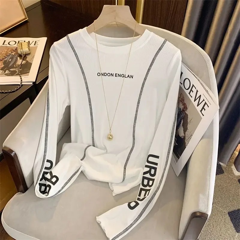女性用長袖Tシャツ,スリムトップ,y2k服,韓国原宿エモ,女性用ファッション,韓国服,冬,秋,販売,yk2,2025