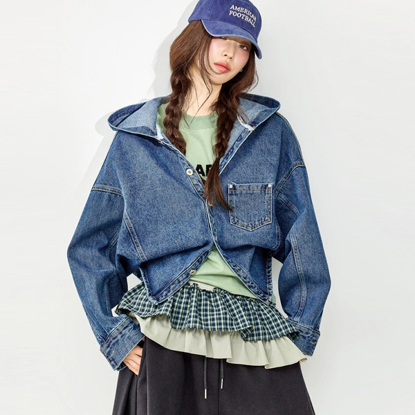 J3088 フード デニム ジャケット