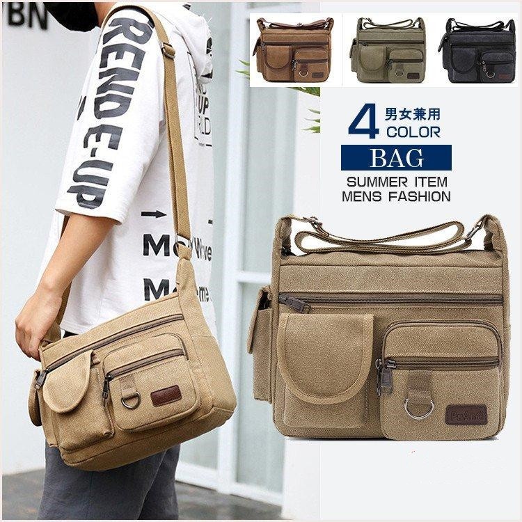 ショルダーバッグ メンズ 斜めがけ 大容量 帆布 かばん 通勤 ビジネスバッグ 旅行 男女兼用 バッグ レディース