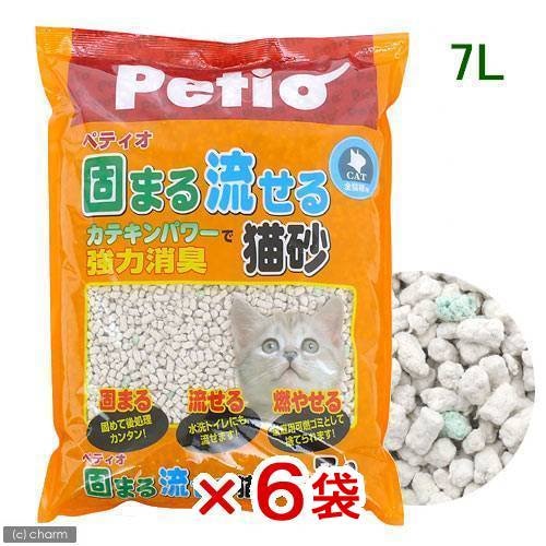 猫砂　固まる流せる猫砂　７ＬX６袋　猫砂　紙　固まる　流せる　燃やせる　お一人様１点限り　ＣＲＣ30―14―20―10―00