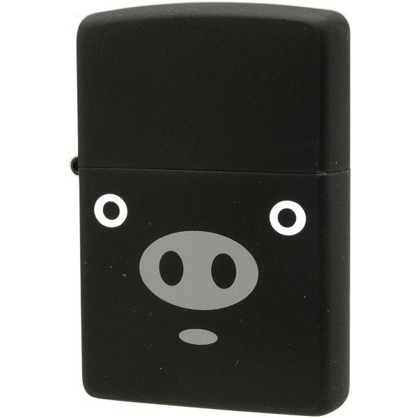 ZIPPO ライター アニマルシリーズ 63320298 可愛い豚 両面加工 ブラック ポップ レディース用