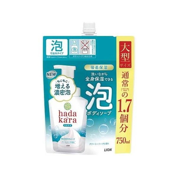 【12個セット】ハダカラ 泡ボディソープ クリーミーソープの香り つめかえ用大型サイズ 750ml