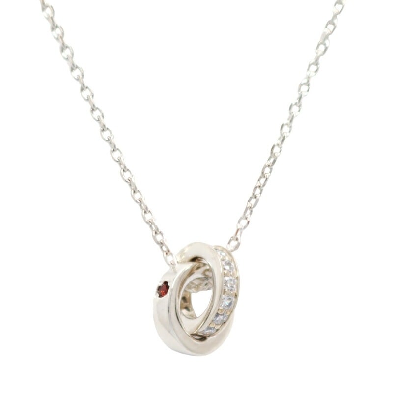 ネックレス レディース ダブルループモチーフ ネックレス 1月 誕生石 誕生日 エターナルシルバー