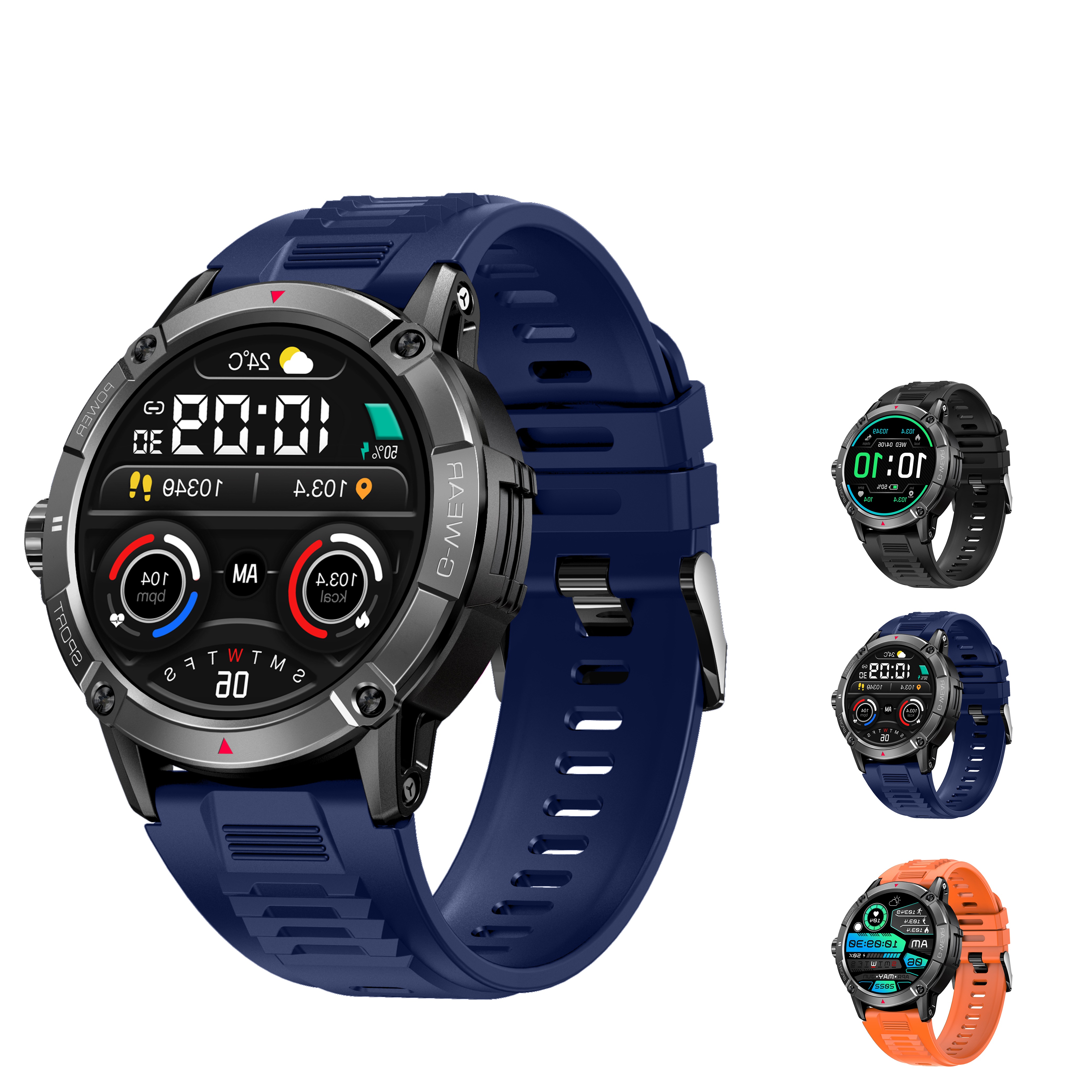 スマートウォッチ メンズ 腕時計 IP68防水 歩数計 1.52インチ 大画面 フィットネスブレスレット 健康監視 睡眠監視 着信通知 Bluetooth通話 iOS iPhone/Android対応