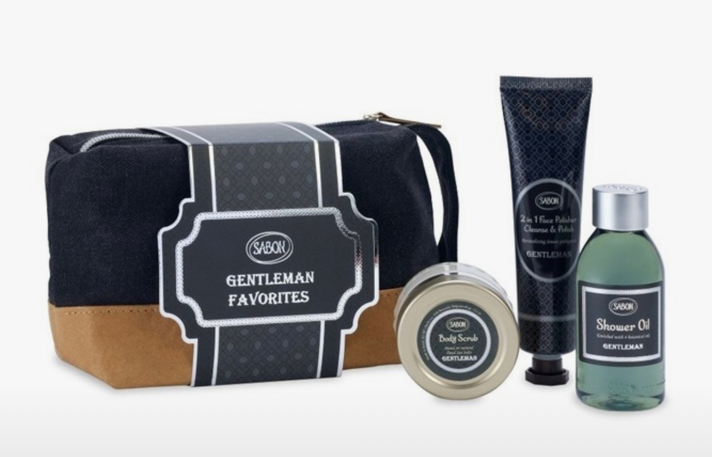 メンズビューティートラベルキット（ボディオイル100mlボディスクラブ60gフェイスポリッシャー60mlトラベルポーチ）