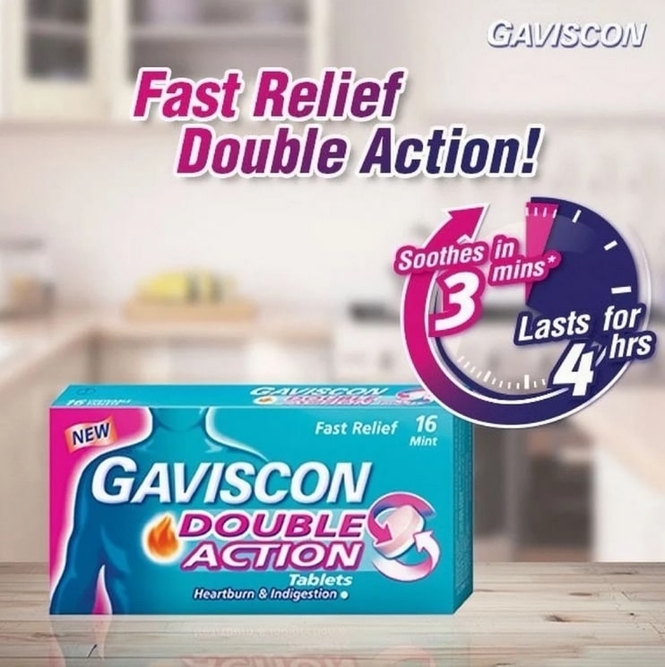 [ 2 packs ] Gaviscon Double Action Tablet 250mg ( 16 tablets )