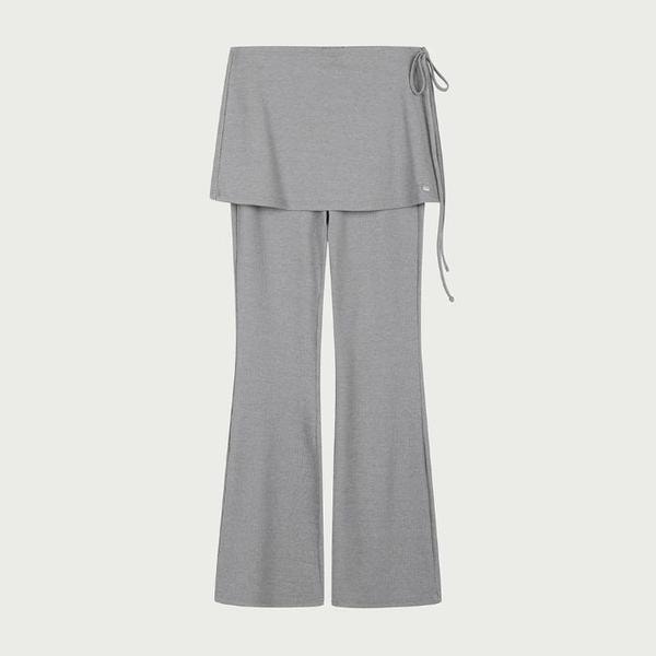 HC04 レイヤードスカート ブーツカット レディース レイヤードスカート ブーツカットパンツ_グレー 10 (E45898851)