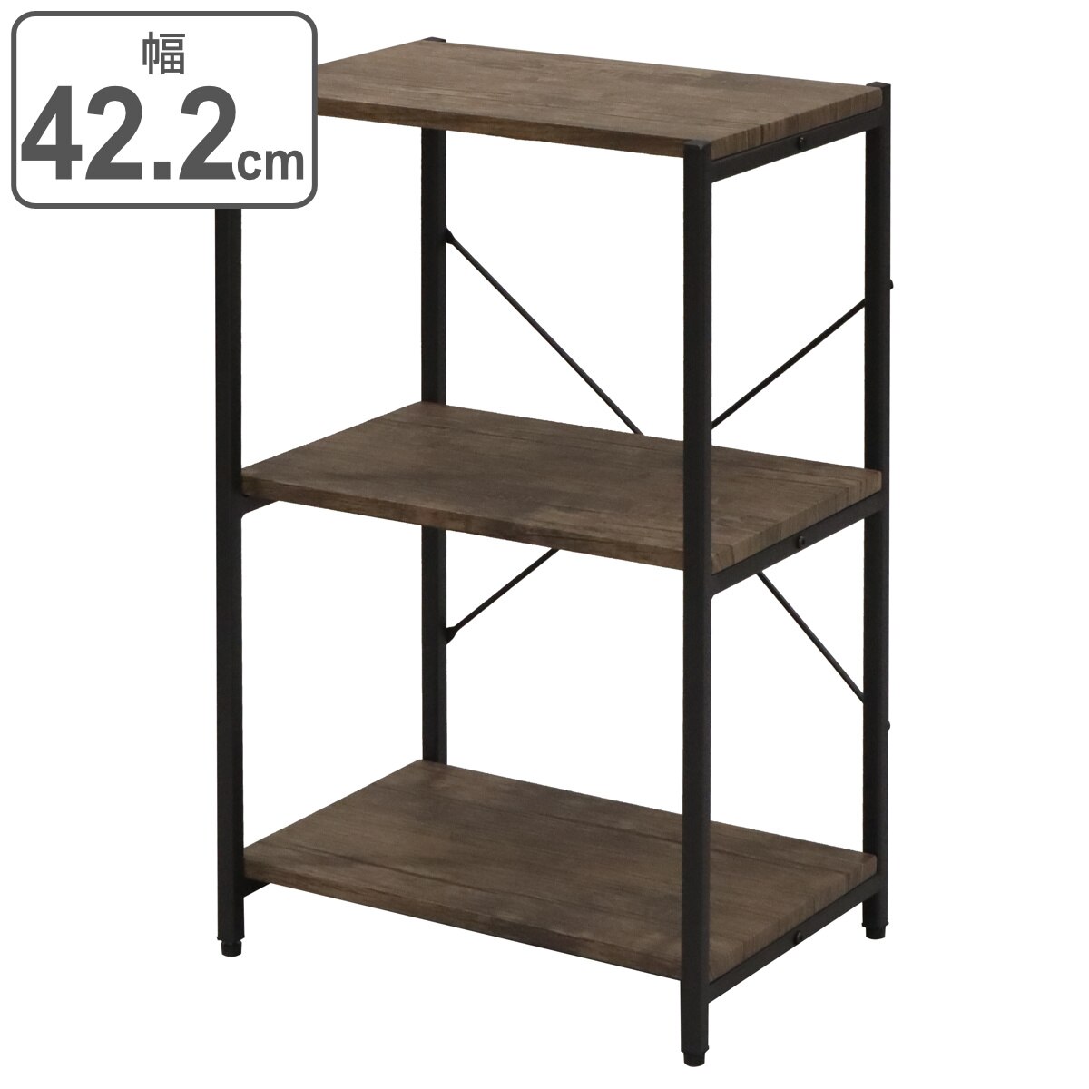 オープンラック スリム 3段 ヴィンテージ調 スチールフレーム バルネ 約幅42cm シェルフ ラック 棚 収納 ディスプレイラック 飾り棚 オープンシェルフ フリーラック サイドボード