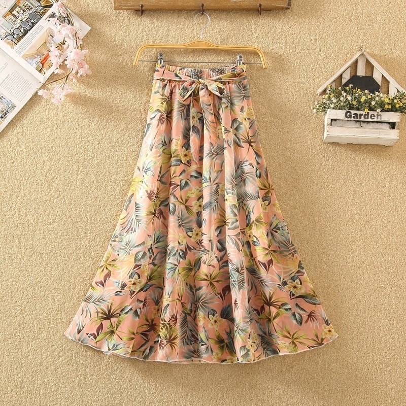 3264．花柄Ａラインフレアきれいめボトムス(ピンク) 2019 春夏 お呼ばれ ご挨拶 記念日 花柄 スカート 100,000円