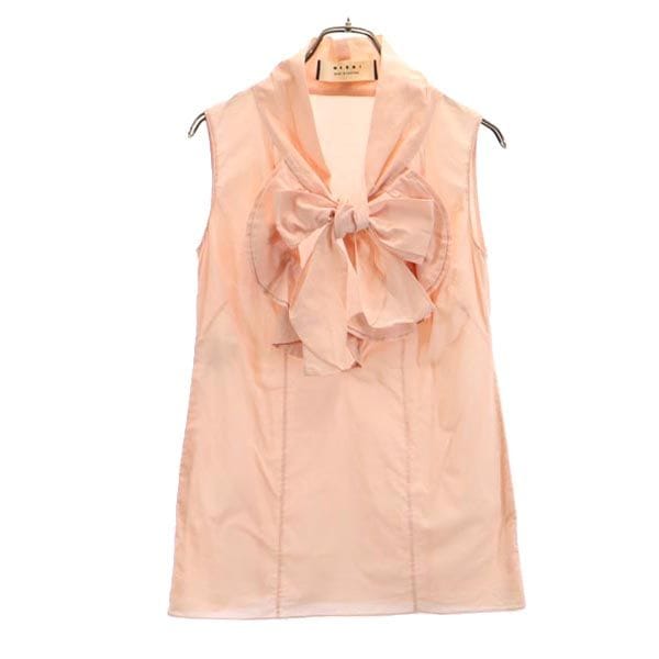 ノースリーブ フリルリボン シャツ ピンク系 レディース