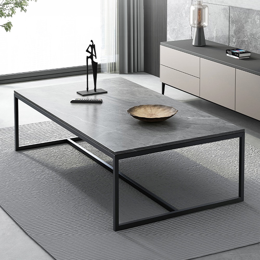 ローテーブル センターテーブル 長方形 大きめ おしゃれ コーヒーテーブル 石材天板 モダン 家具 インテリア グレー 17,374円
