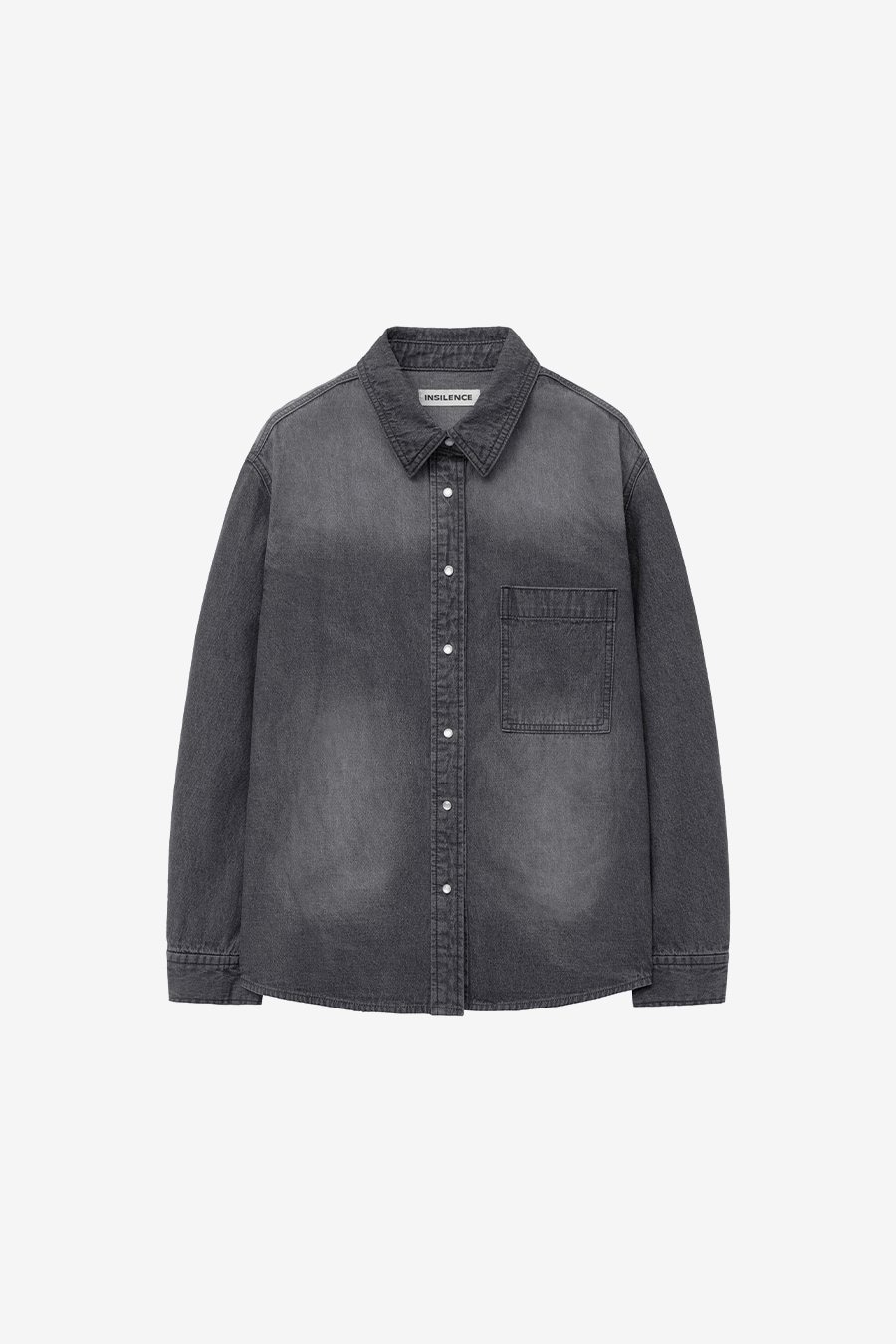 【INSILENCE】 WASHED OVERFIT DENIM SHIRT JACKET : BLACK