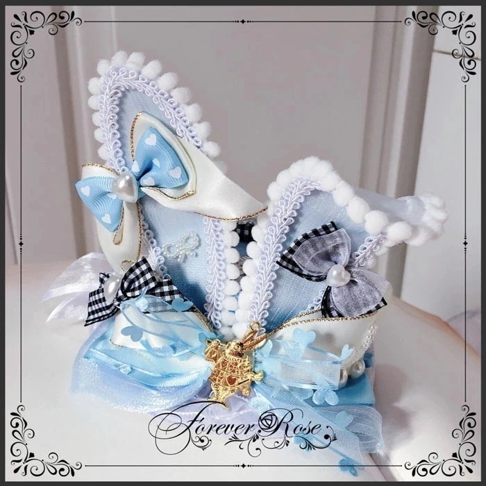 【急速出荷】ロリータ　ロリィタ うさぎ耳帽子 シルクハット 甘ロリ ヘッドドレス コスプレ かわいい 選べるカラー ロリータファッション 兎 ヘアアクセサリー パーティー ハロウィン ヘアクリップ イ