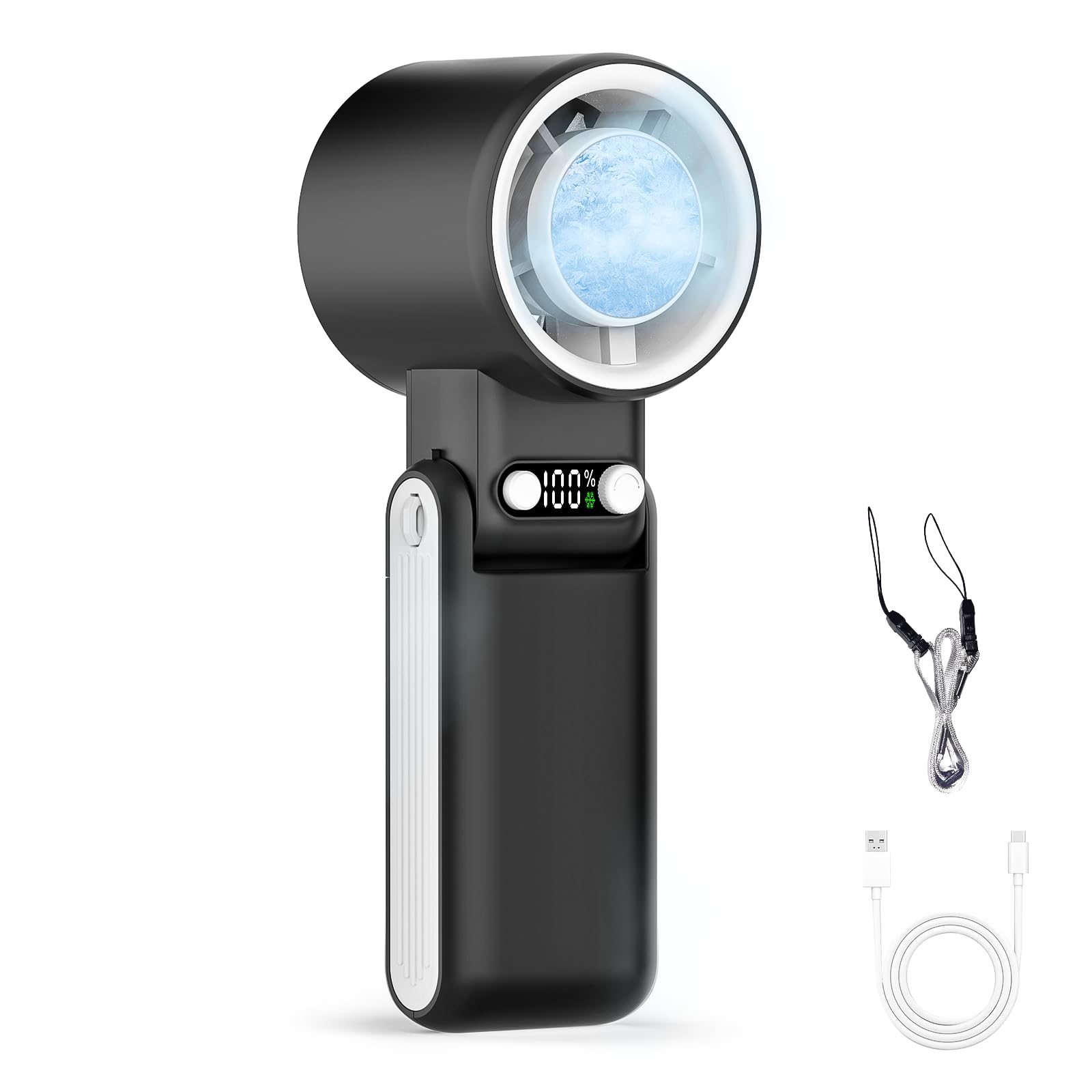 【猛暑退散・-20℃瞬時冷感】 ハンディファン 冷却プレート搭載 冷却ファン 手持ち扇風機 6000mAh 大容量 強力 静音 VORAGA 4in1 100段階風量調整 Type-C充電式 ケーブル