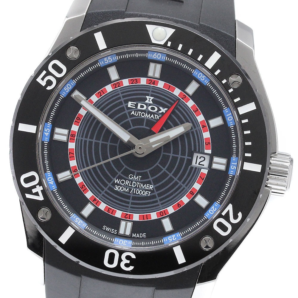エドックス EDOX 93005 クラスワン GMT ワールドタイマー デイト 自動巻き メンズ 良品 _961559【中古】