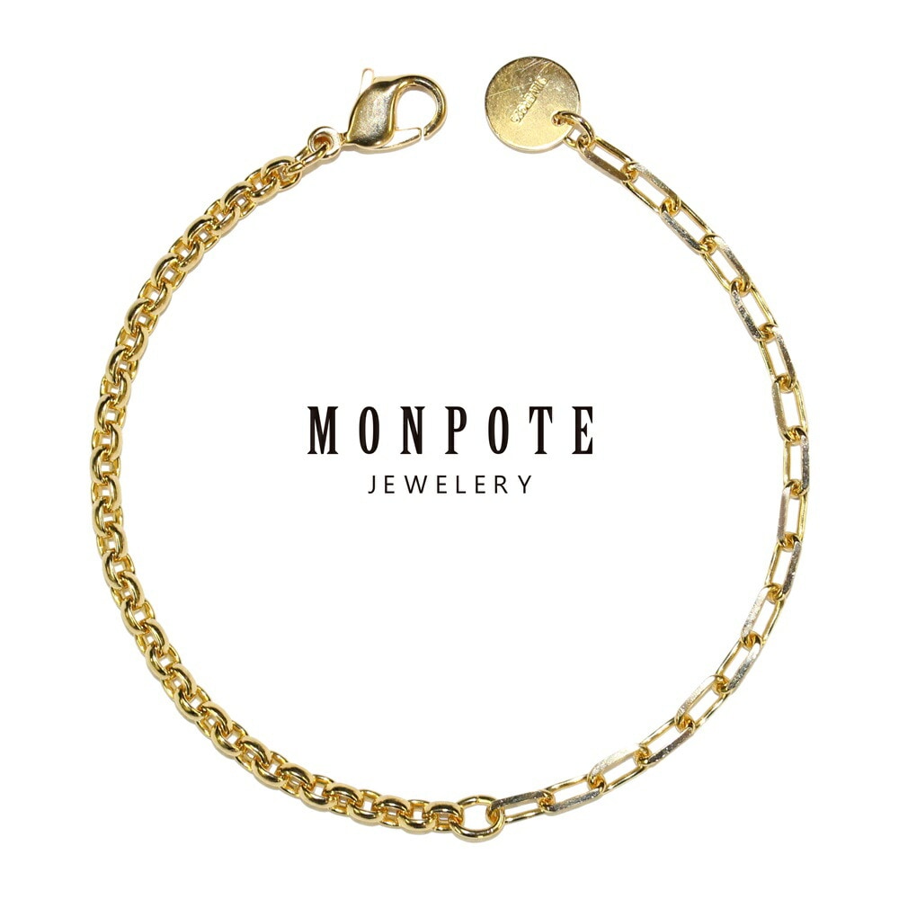モンポット ブレスレット レディース チェーンブレスレット イエローゴールド 普段使い おしゃれ プレゼント 大人 女性 誕生日 きれい シンプル 結婚祝い 結婚記念日 母 妻 彼女 女友達