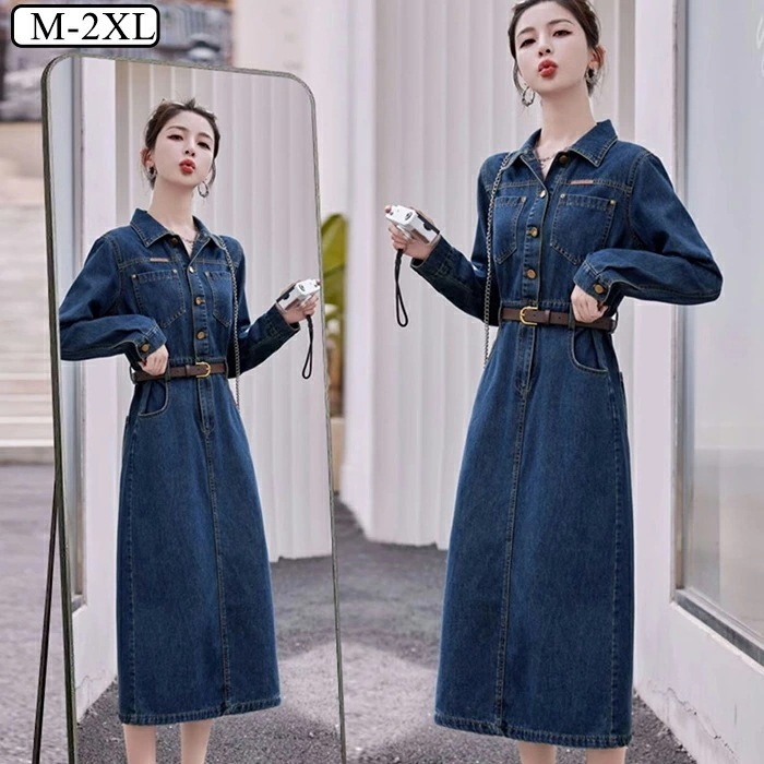 トップスシャツブラウスロングワンピース 春服 デニム デニムワンピース マキシワンピース 前開 シャツワンピース 長袖 オーバーサイズ デニム 大人 マキシ丈 ロングシャツ デニムシャツ レディー