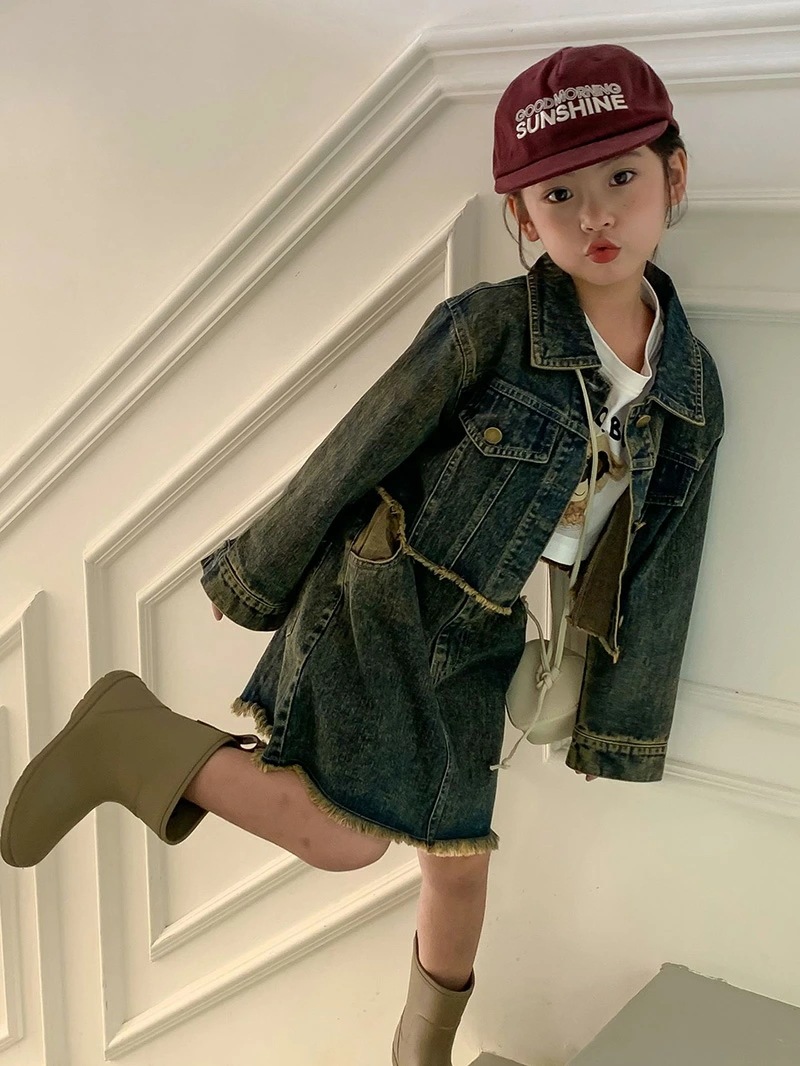 カウボーイスーツ上下セット 韓国子供服 女の子 コート 長袖 スカート ベビー服 セットアップ キッズ ジュニア 女児 おしゃれ 可愛い 上品 お嬢様 お呼ばれ子供ジャージ春秋冬 トップス 入学