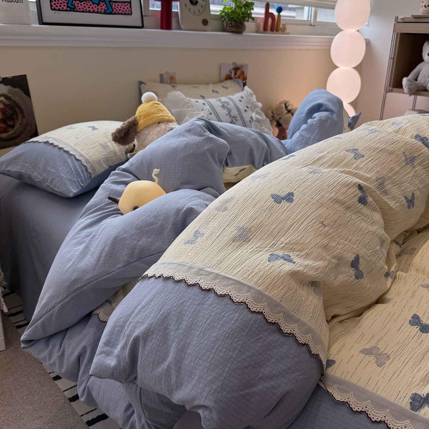 100%コットン4点寝具セット韓国風プリンセス風羽毛布団カバーフランス風純コットン3点寝具セット裸寝具