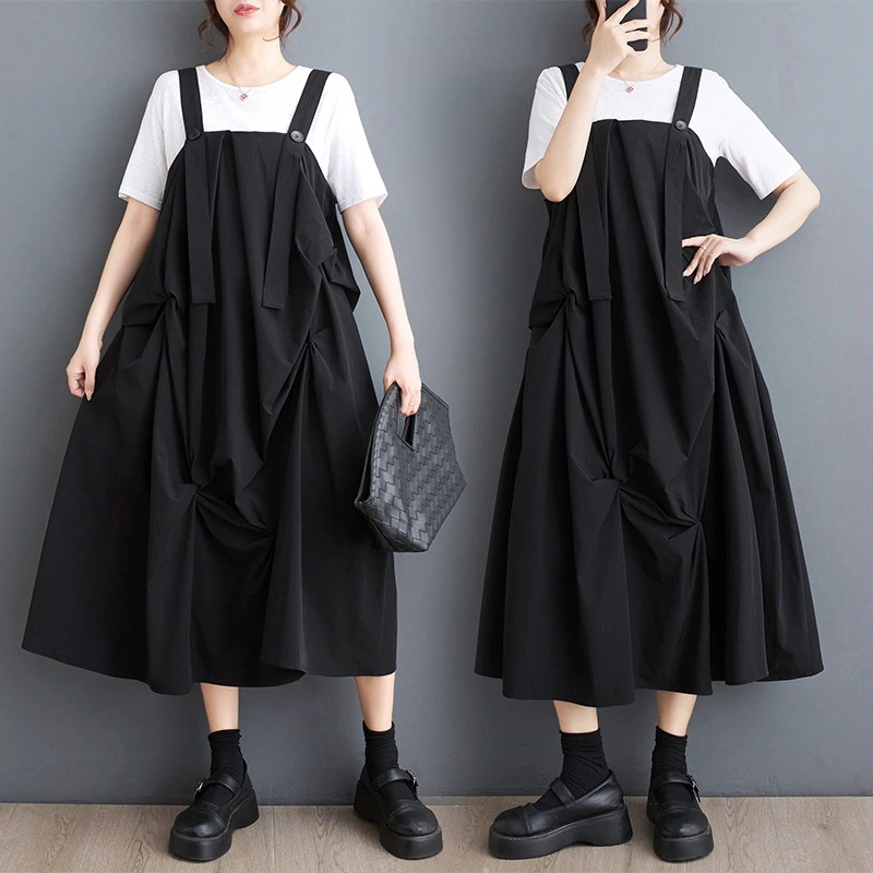 夏の新型暗黒港風小衆デザイン感ロングワンピースAラインキャミワンピース