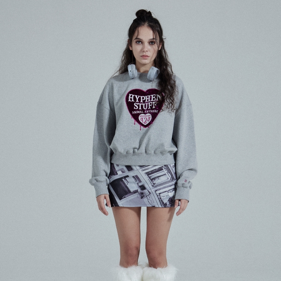 Velvet Melting Heart Crop Sweatshirt