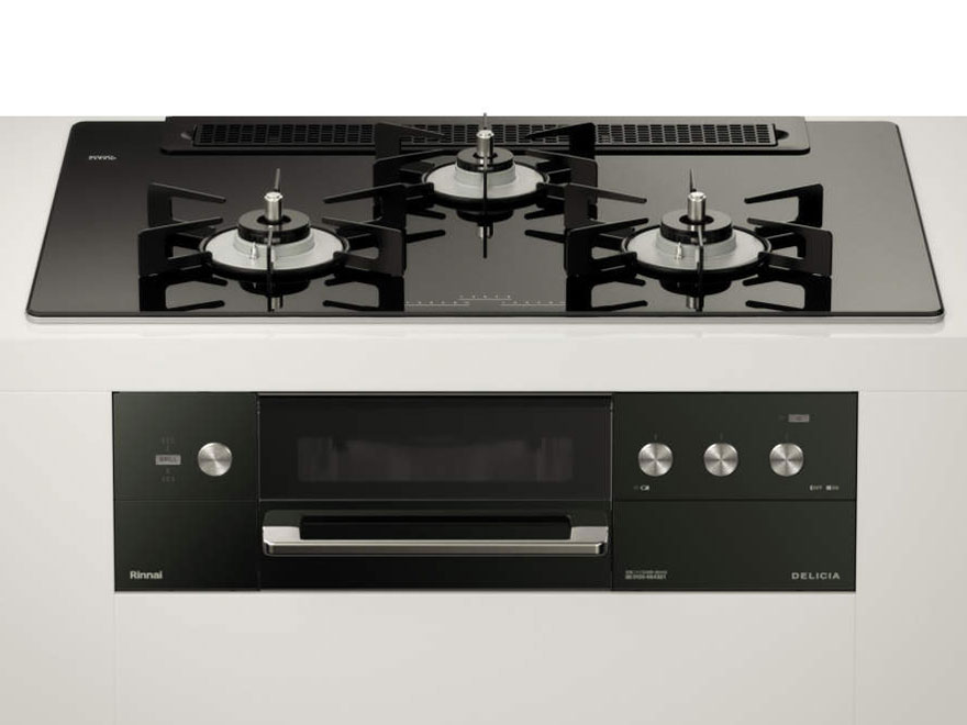 ビルトインコンロ DELICIA デリシア 3口 3V乾電池タイプ シンプルタイプ プロパンガス 75cm LPG クリスタルブラック RHS71W30E11RCABW-LPG