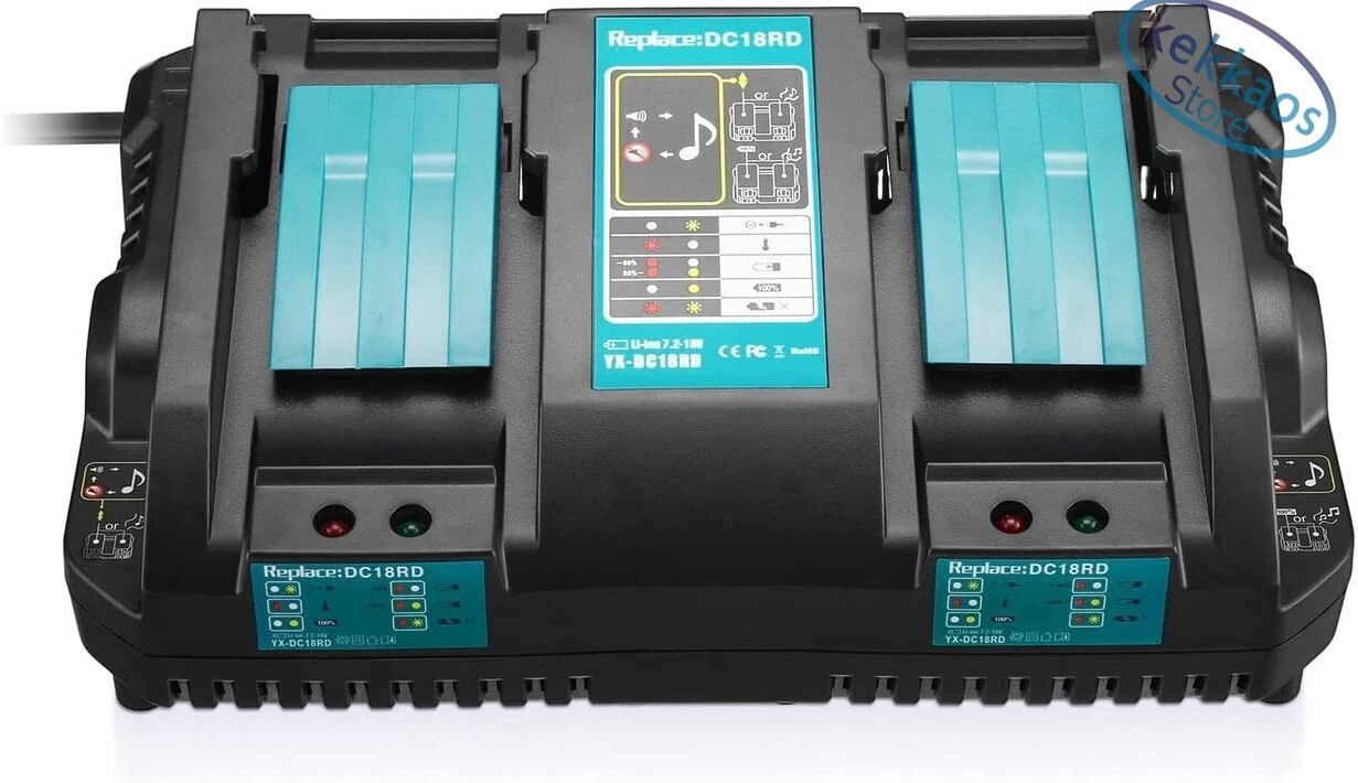 マキタ互換 充電器DC18RD 14.4V-18V 用 2口充電器 スマホ充電可能 マキタバッテリー