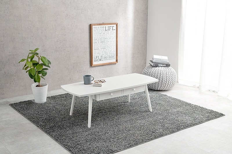 ローテーブル おしゃれ 引き出し 木製 ナチュラルモダン コンパクト 長方形 天然木 110cm テーブル センターテーブル リビングテーブル