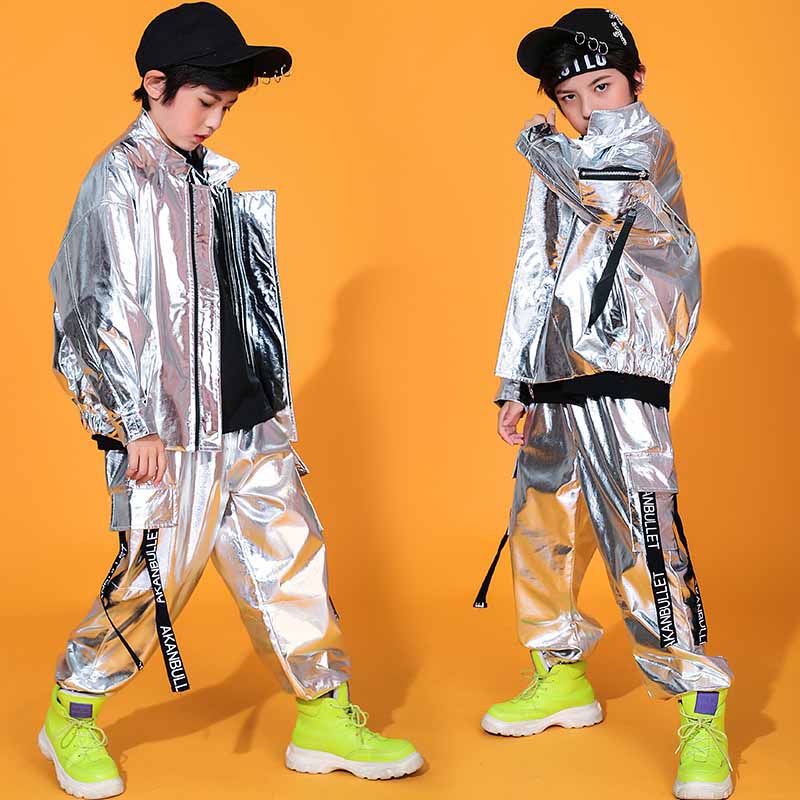 キッズダンス衣装 セットアップ ヒップホップ ダンス衣装 ジャケット パンツ Tシャツ　派手 長袖 ユニセックス ダンス衣装 原宿 キッズ ダンス 衣装 ヒップホップ ガールズ キッズダンス ダンス
