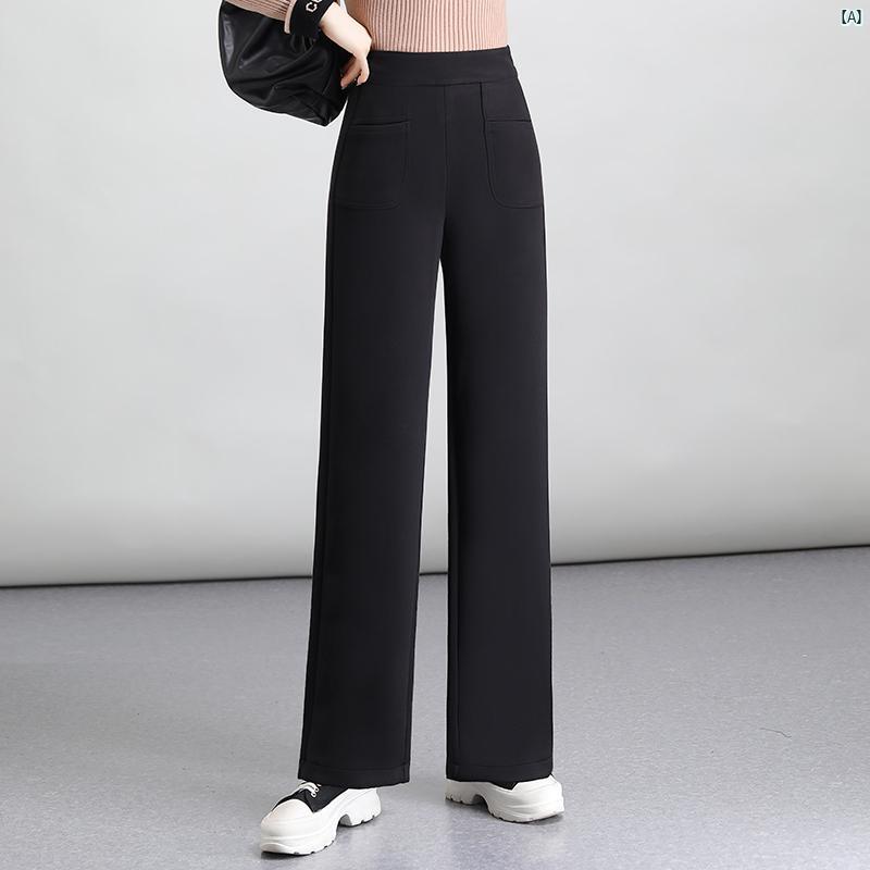 レディース ズボン 春秋 ママ 服 体型 カバー ブラック ハイウエスト スリム カジュアル パンツ 大きいサイズ ストレート スーツ