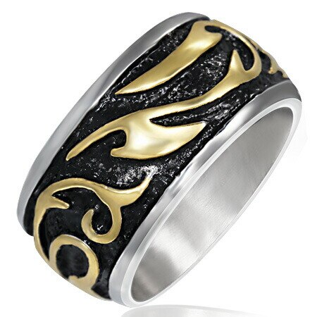 ゴールドウィングトライバルステンレスリング（RWR045） 指輪 31号 金色 大きい 重たい 重厚 サージカルステンレス316L アクセサリー 男性 女性 プレゼント r0856xxxxxxxx