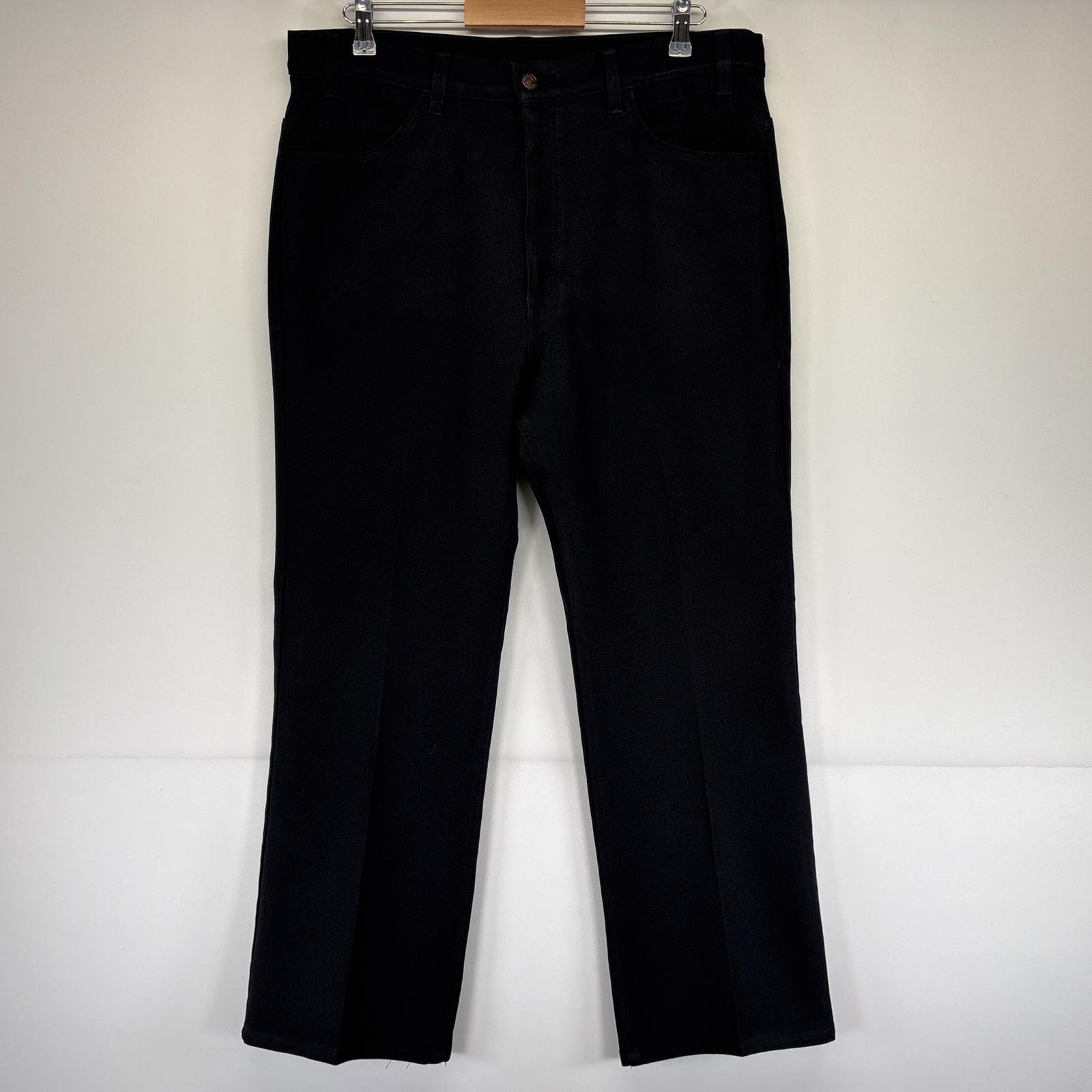 古着 90s/90年代 スラックスパンツ ポリエステルパンツ ストレート 大きいサイズ ポリパン w38 L29 ブラック メンズ