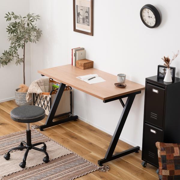 デスク 机 おしゃれ モダン スタイリッシュ 北欧 Z型脚 スチール 脚 鉄製 シンプル オフィス 事務所 書斎 勉強机 パソコンデスク 幅120cm 奥行60cm 高さ75cm