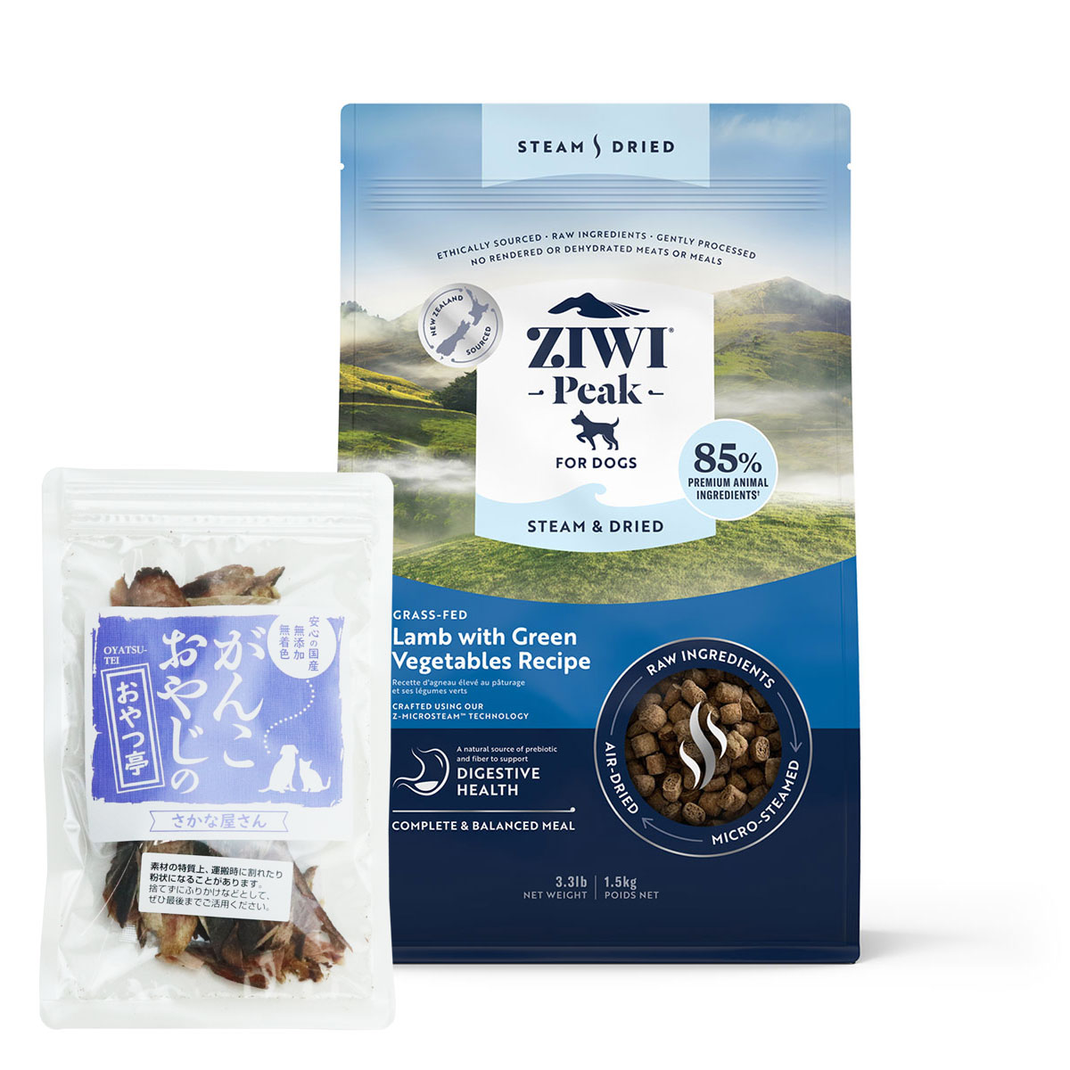 スチーム & ドライ・ドッグフード グラスフェッドラム with グリーンベジタブルレシピ 1.5kg【国産無添加さかなのおやつ付き】