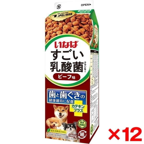 12個セット いなば すごい乳酸菌クランキー牛乳パック ビーフ味 380g
