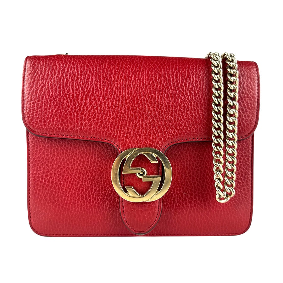 グッチ GUCCI ショルダーバッグ インターロッキングＧ レザー レッド レディース 510304 z8373