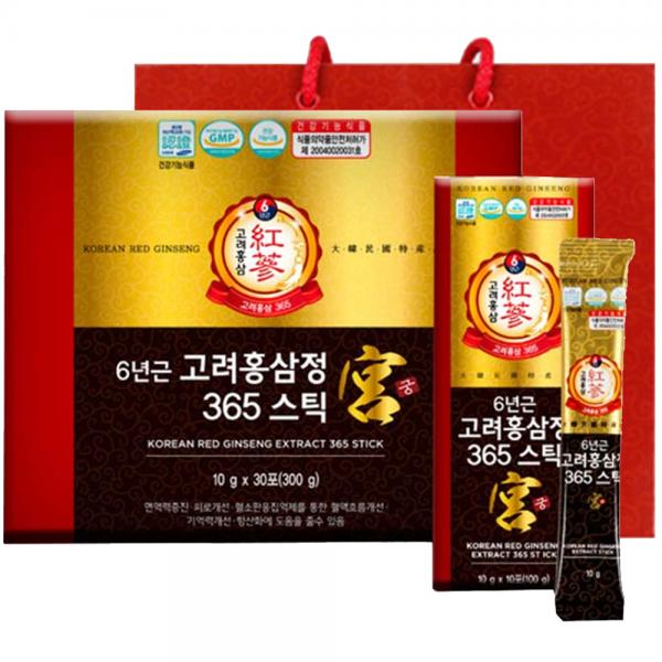庭園サム 6年根 高麗紅参精 365スティック 宮 30本入り + ショッピングバッグ 정원삼 6년근 고려홍삼정 365스틱 궁 30개입 + 쇼핑백
