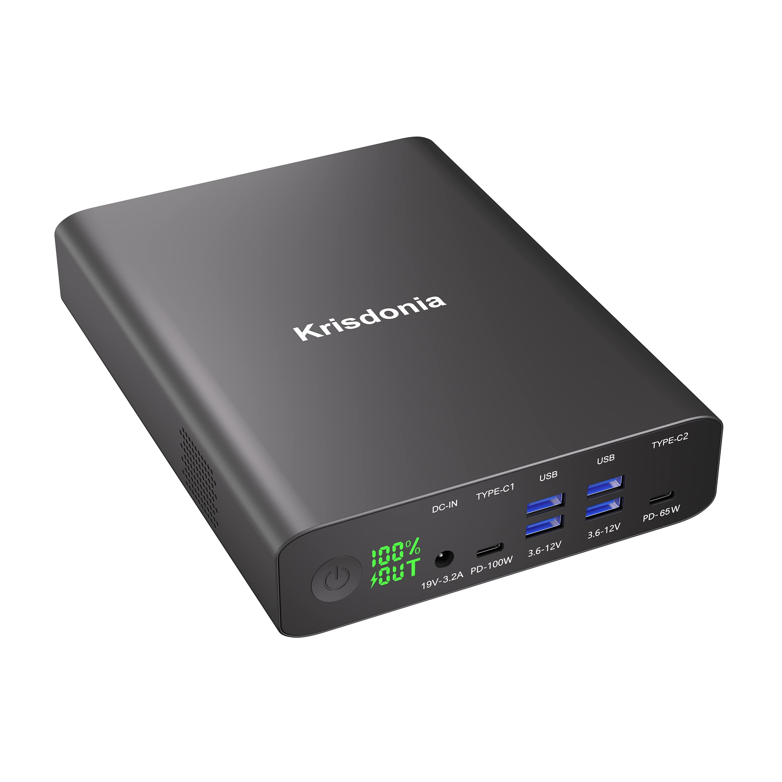 100W PD急速充電 Krisdonia モバイルバッテリー 64000mAh 6ポート（2 USB-C / 4 USB-A） 6台同時充電【 PSE 認証済/蓄電 LED 残量表示/PD3.0 入