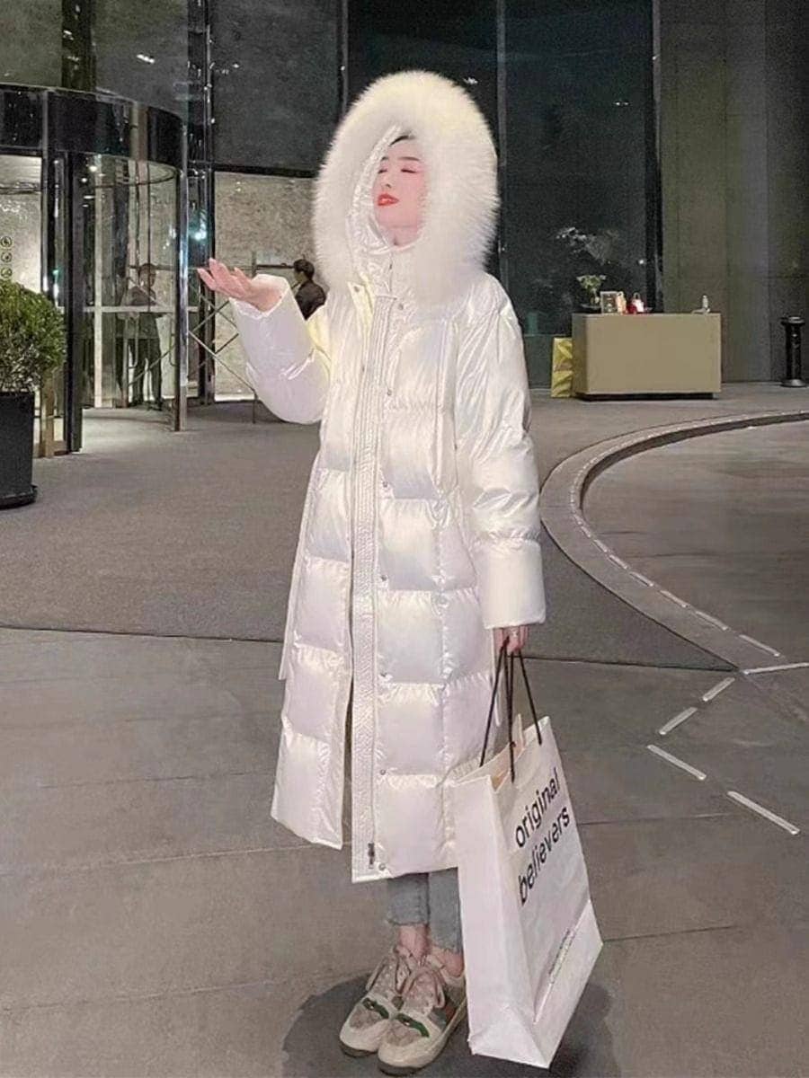 白鴨毛24の新型ファッション洋気はゆったりとしていて膝の長い白いダウンジャケットの女性を厚くしたアウターダウンジャケットコート