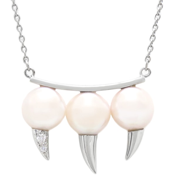 TASAKI TASAKI ネックレス デインジャー ファング K18WG パール パールホワイトXホワイトゴールド パヴェダイヤ 750WG 18K P-17202-18KWG 【箱】【中古】