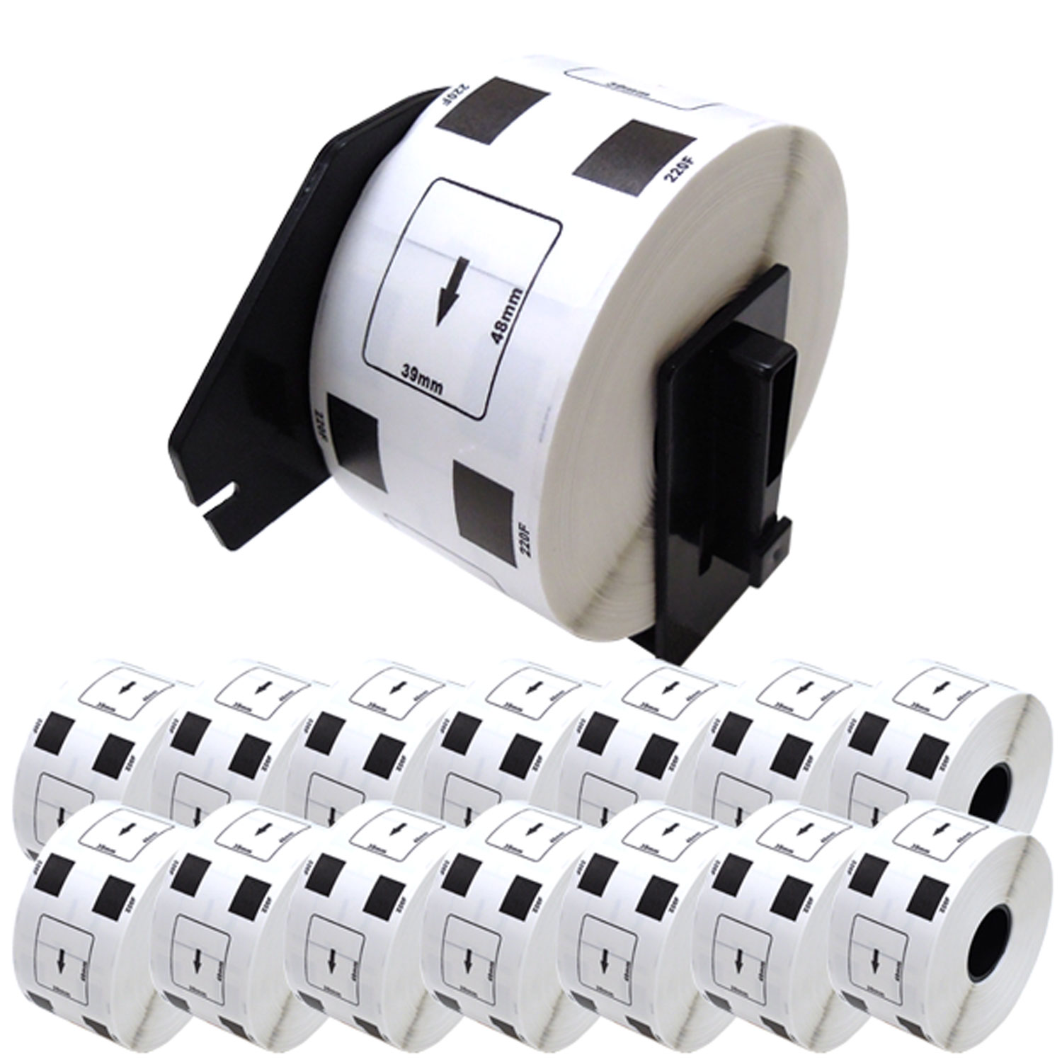 ブラザー用 ピータッチ DKプレカットラベル (感熱紙) DK-1220 互換品 食品表示用ラベル 白 39mm×48mm 620枚入り 15個セット+ホルダー1個